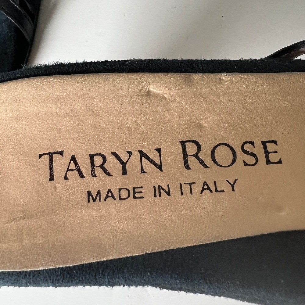 Taryn Rose Black Suede Crystal Flower Mule Sandals Made in Italy Size 39 - Picture 6 of 9